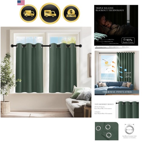 Dark green blackout curtains - dark,