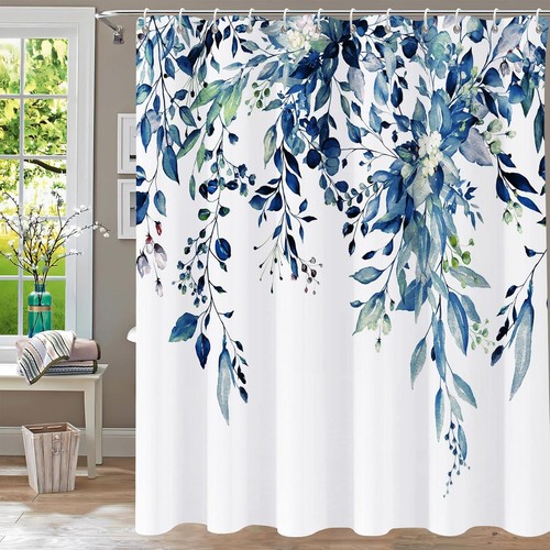 Shower curtain blue eucalyptus - curtain,