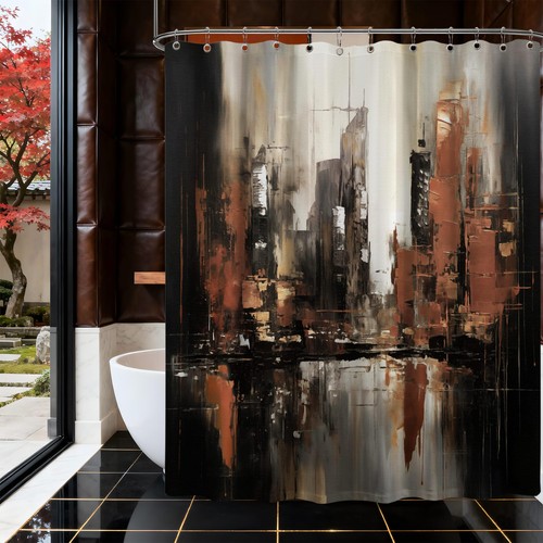 Black and brown shower curtain - and,