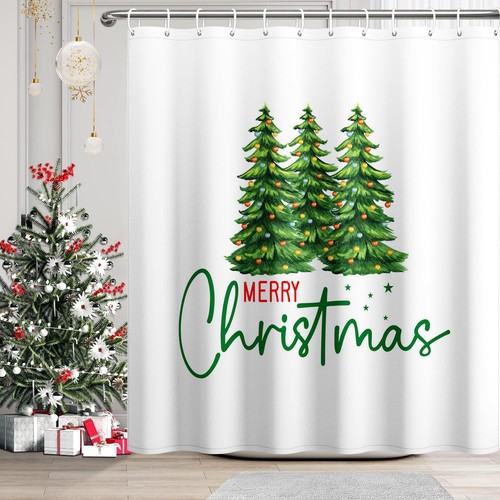 Christmas tree shower curtain - christmas,