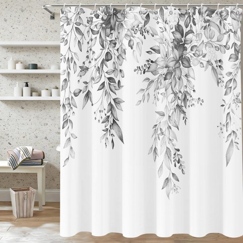 Shower curtain grey - curtain, eucalyptus