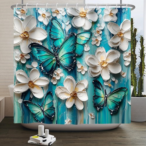 Butterfly shower curtain green - shower,