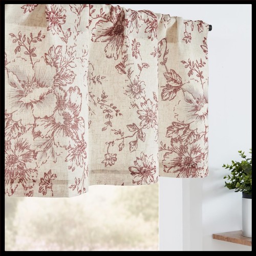 Red linen kitchen valance - red,