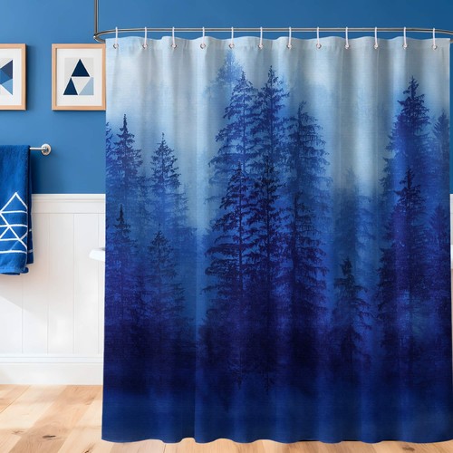 Blue misty forest shower - blue,