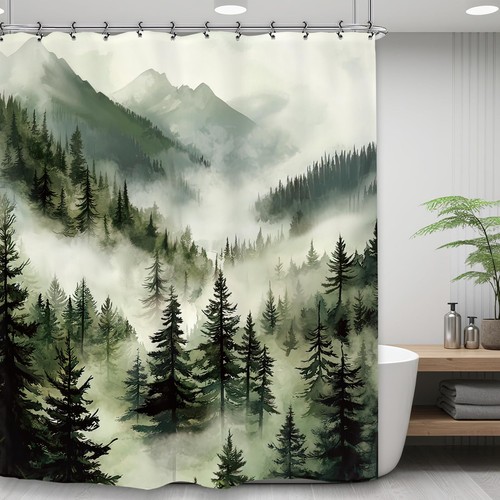Dark green misty pine - pine, forest
