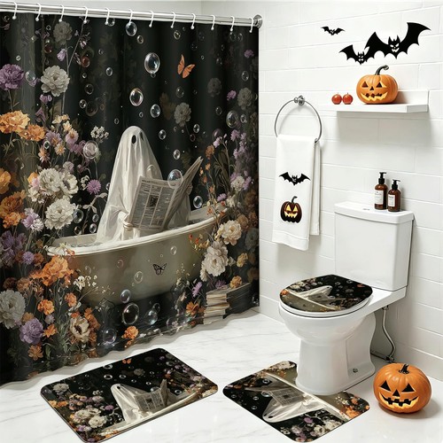 4pcs halloween shower curtain - halloween,