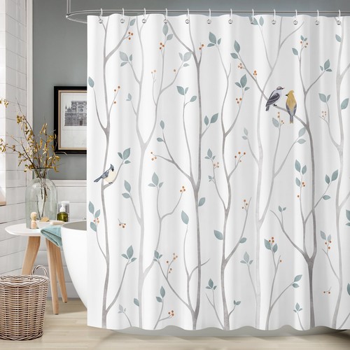 Grey blue trees - shower, curtain