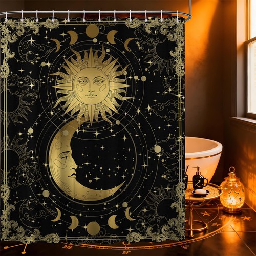 Black boho sun moon shower - sun,