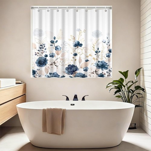 Navy blue floral - navy, waterproof