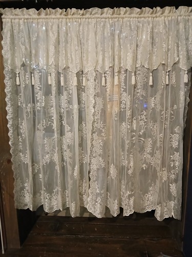 National curtain white floral - white,