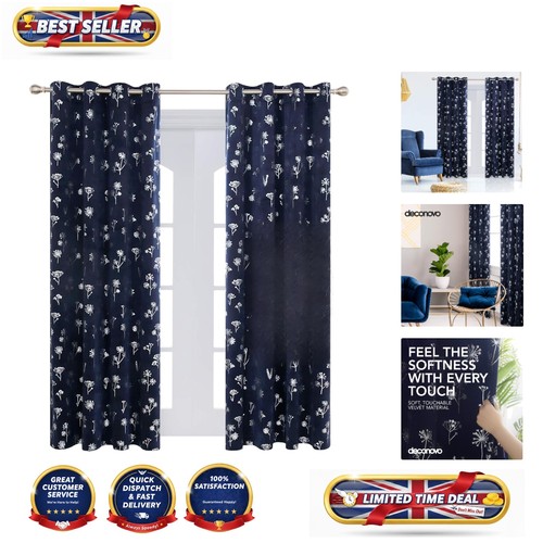 Chic navy blue floral faux - blue,