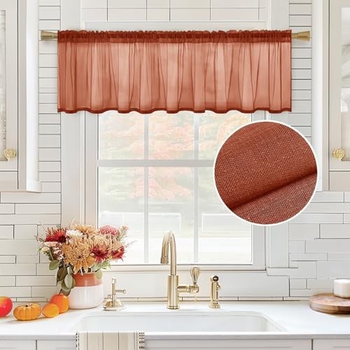 Sheer valance linen textured - linen,