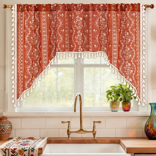 Boho swag valance curtains - swag,