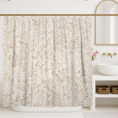 Botanical shower curtain beige - shower,