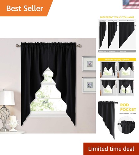Black swag curtains for living - curtains,