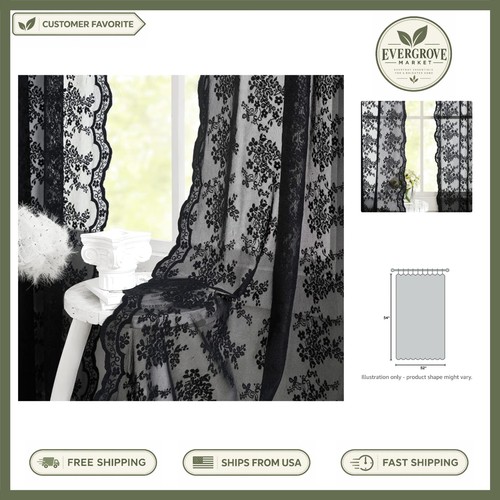 Romantic black sheer lace - black,