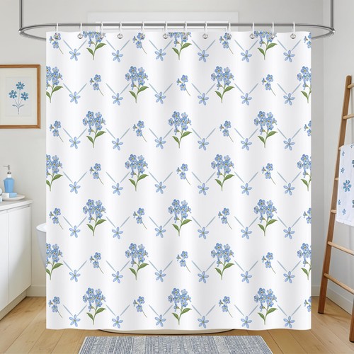 Blue floral modern - floral, minimalist