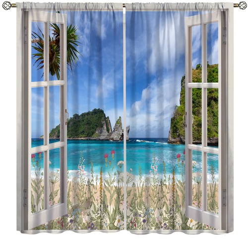 Ocean beach curtains tropical - ocean,