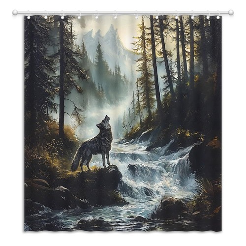 Howling wolf shower - howling, curtain