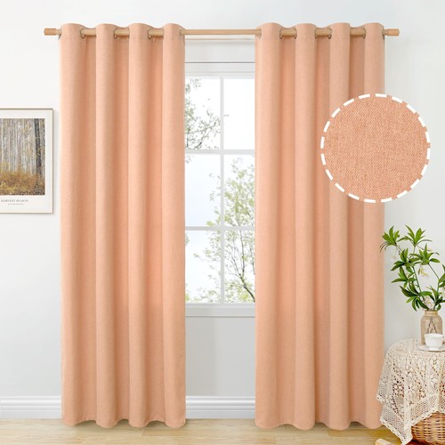 Peach linen curtains inch - 84,