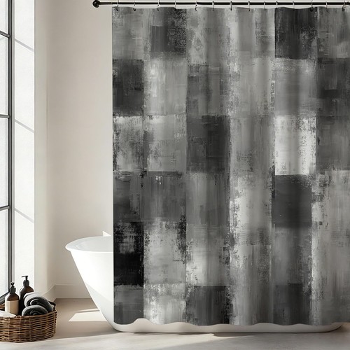 Grey patchwork shower curtain - grey,
