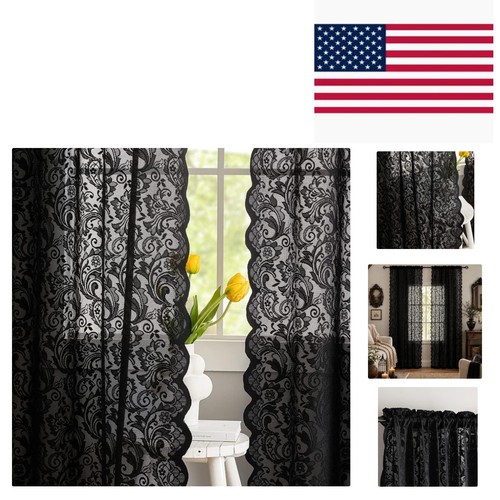 Luxurious black lace floral - black,