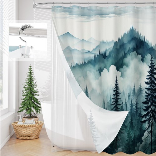 Black forest fabric shower - forest,