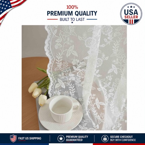 Rustic floral lace - curtains, in
