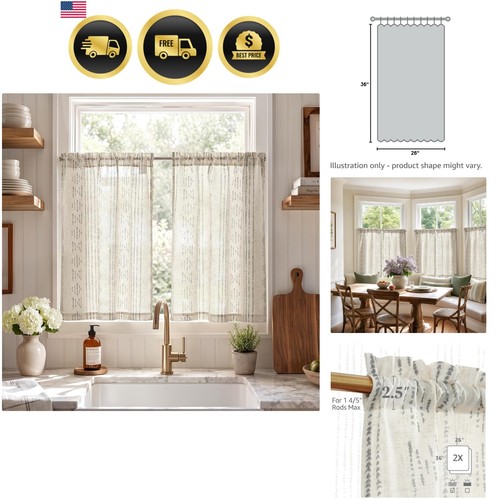 Boho linen tier curtains - boho,