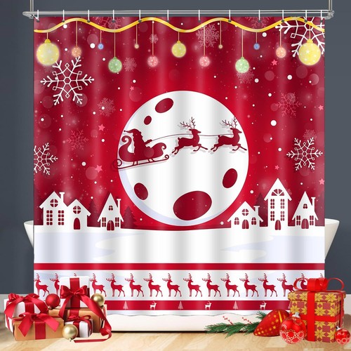 Christmas red shower curtain - shower,