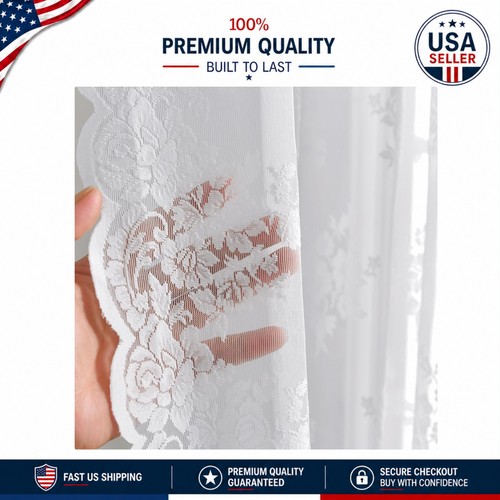 Sheer white lace curtain - lace,