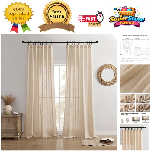 Modern ecru linen curtains - modern, 2